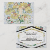 Engel, Schmetterlinge und Blumen im Gelb Visitenkarte (Vorne/Hinten)