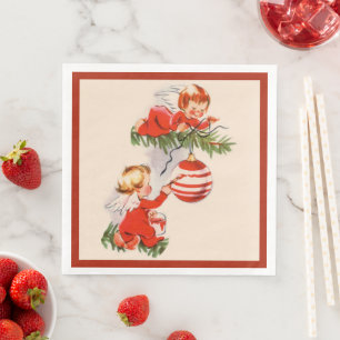 Engel schmücken den Weihnachtsbaum Serviette