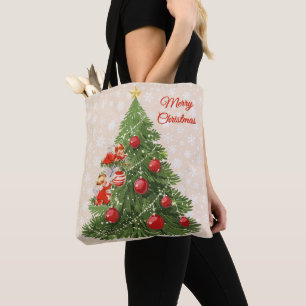 Engel schmücken den Weihnachtsbaum Tasche