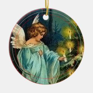 Engel schmückt Baum Vintage-Christbaumschmuck Keramikornament