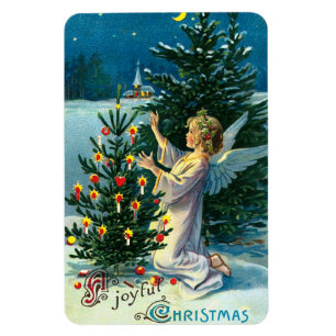 Engel schmückt Weihnachtsbaum 2 Magnet