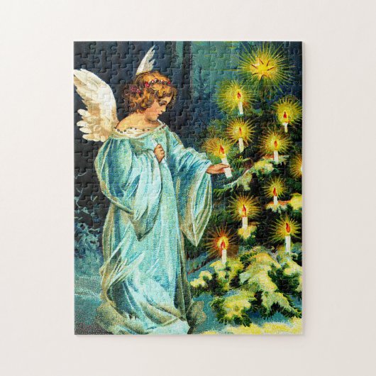 Engel schmückt Weihnachtsbaum Puzzle (Vertikal)