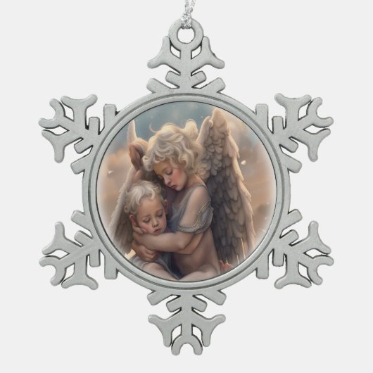 Engel Schneeflocken Zinn-Ornament (Vorderseite)
