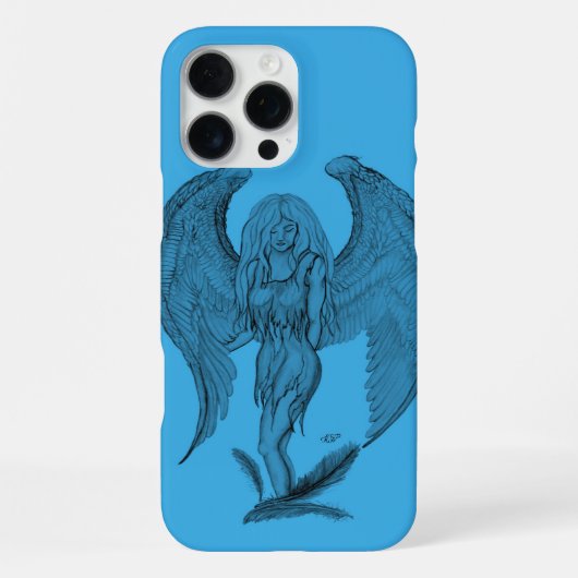 Engel Schwarz-Blau-Design iPhone Hülle (Rückseite)