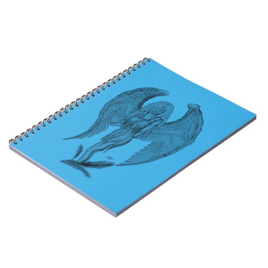 Engel Schwarz-Blau-Design Notizblock (Linke Seite)