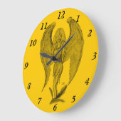 Engel - Schwarz-Gelb-Design Große Wanduhr (Winkel)