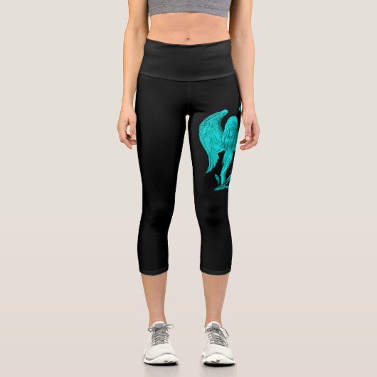 Engel , Schwarz und Grün Capri Leggings (Vorderseite)