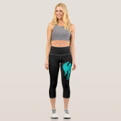 Engel , Schwarz und Grün Capri Leggings (Vorderseite)