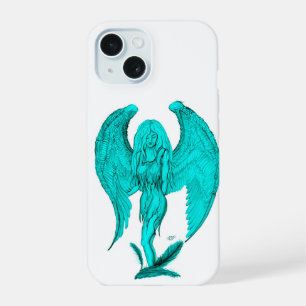 Engel, Schwarz- und Grün-Design iPhone 15 Hülle