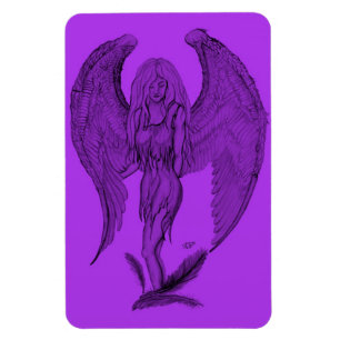 Engel - Schwarz und lila Design Magnet