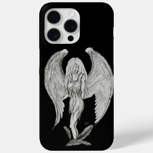 Engel - Schwarz-Weiß-Design Case-Mate iPhone Hülle (Rückseite)