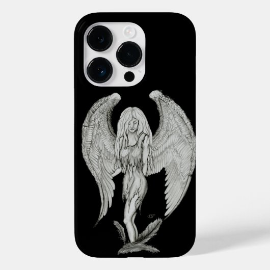 Engel - Schwarz-Weiß-Design Case-Mate iPhone Hülle (Rückseite)