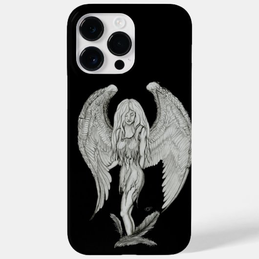 Engel - Schwarz-Weiß-Design Case-Mate iPhone Hülle (Rückseite)