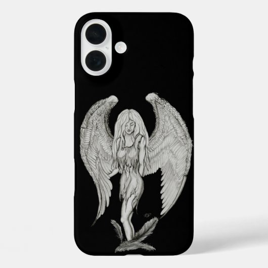 Engel - Schwarz-Weiß-Design Case-Mate iPhone Hülle (Rückseite)