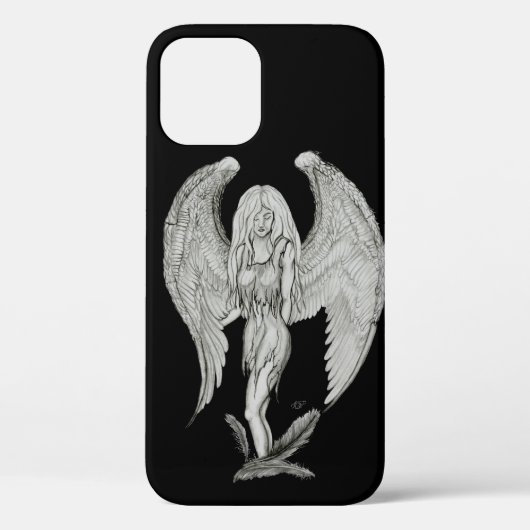 Engel - Schwarz-Weiß-Design Case-Mate iPhone Hülle (Rückseite)