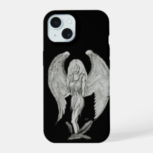 Engel - Schwarz-Weiß-Design iPhone 15 Hülle