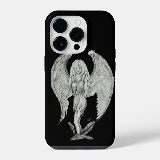 Engel - Schwarz-Weiß-Design iPhone Hülle (Rückseite)
