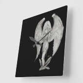 Engel Schwarz-Weiß-Design Quadratische Wanduhr (Winkel)