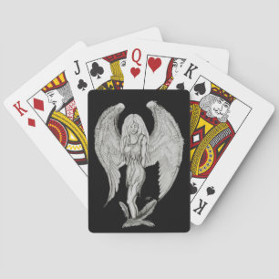 Engel Schwarz-Weiß-Design Spielkarten