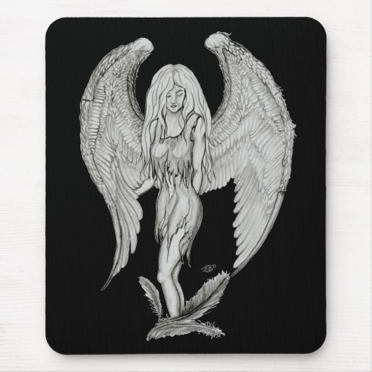 Engel - Schwarzweiß-Design Mousepad (Vorne)