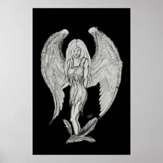 Engel - Schwarzweiß-Design Poster (Vorne)