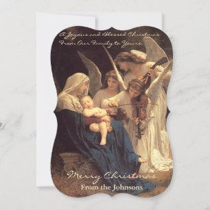 Engel serenieren Maria Vintage Fancy Cut Weihnacht Feiertagskarte