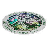 Engel sind in der Nähe von grünem Hartglas Schneidebrett (Ecke)