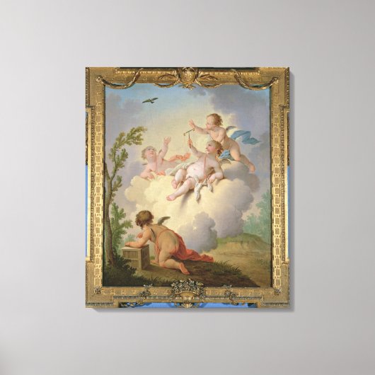 Engel spielen mit einem Vogel in einer Landschaft Leinwanddruck (Vorderseite)
