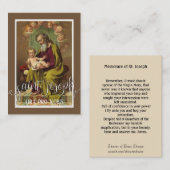 Engel St Joseph Jesus Memorare Gebets-heilige Visitenkarte (Vorne/Hinten)