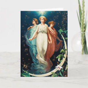 Engel, Sterne, Frauen, der Mond Weihnachten Religi