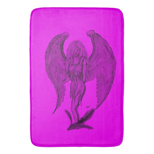 Engel , Stift , Schwarz und Rosa Design Badematte (Vorderseite Vertikal)