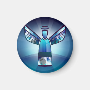 Engel: Stilisierter blauer Engel Magnet