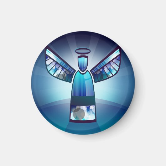 Engel: Stilisierter blauer Engel Magnet (Vorne)