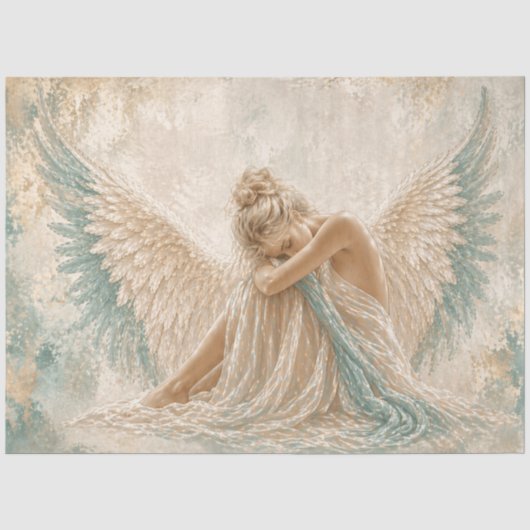 Engel Teal Pearl Seidenpapier (Vorderseite)