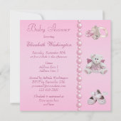 Engel Teddy, Baby Shows & Pearls Baby Shower Einladung (Rückseite)