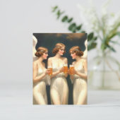 Engel trinken Bier Postkarte (Stehend Vorderseite)