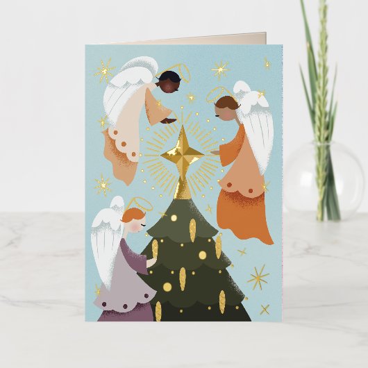 Engel um den Weihnachtsbaum (Vorderseite)