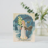 Engel und Deers Frohe Weihnachten Vintager Urlaub Postkarte (Stehend Vorderseite)