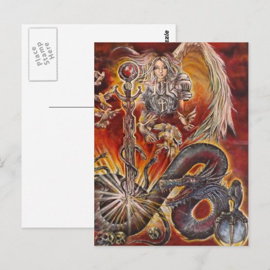 Engel und Drachen Postkarte (Vorne/Hinten)