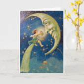 Engel und Mondfeiertagskarte Karte (Gelbe Blume)