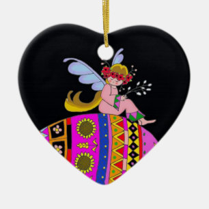 Engel und Pysanka Keramikornament