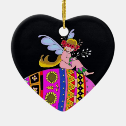 Engel und Pysanka Keramikornament (Vorne)