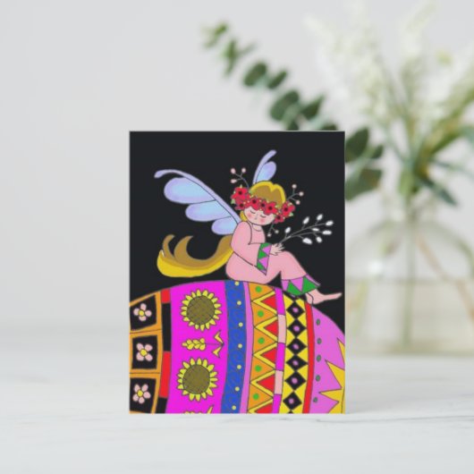 Engel und Pysanka Postkarte (Stehend Vorderseite)