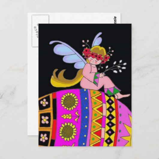 Engel und Pysanka Postkarte (Vorne/Hinten)