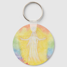 Engel und Regenbogen, Aquarellmalerei Schlüsselanhänger