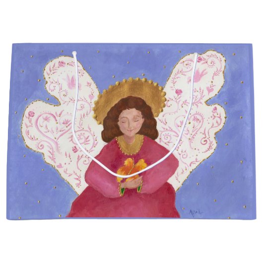 Engel und Schmetterlingsgeschenk Große Geschenktüte (Vorderseite)