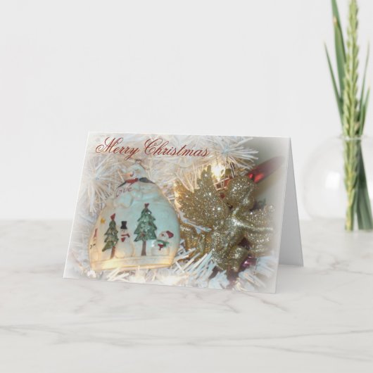 Engel und Schneemann-Schein-Weihnachtskarte Feiertagskarte (Vorderseite)