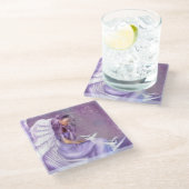 Engel und Tauben Glasuntersetzer (Schrägansicht)