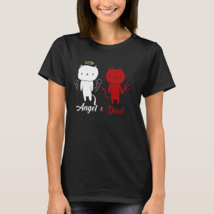 Engel und Teufel Katzen-Design T-Shirt
