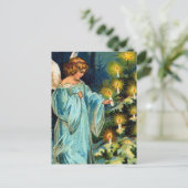 "Engel und Weihnachtsbaum" Vintag Feiertagspostkarte (Stehend Vorderseite)